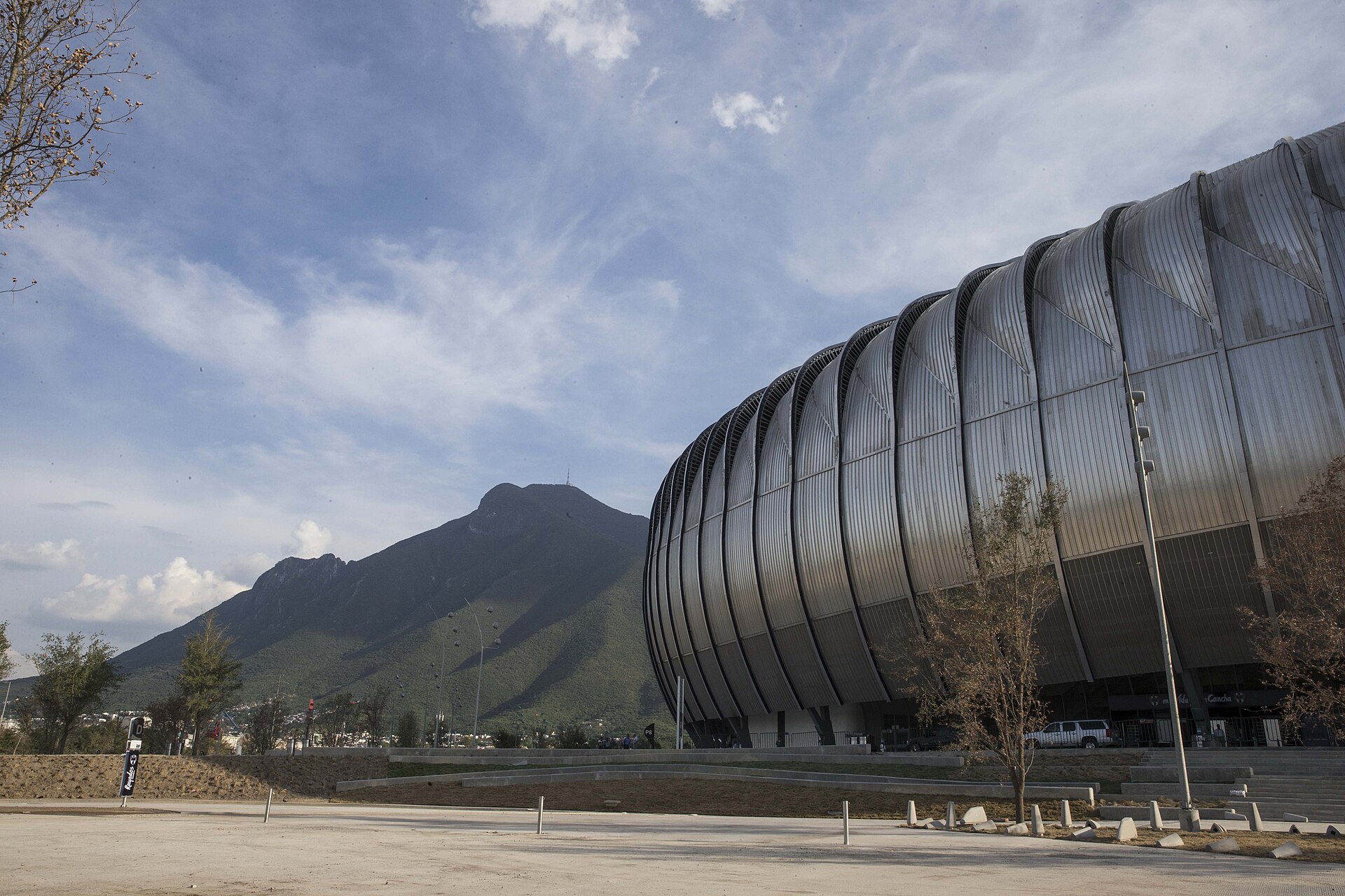 Estadio BBVA with the Cerro de la Silla behind