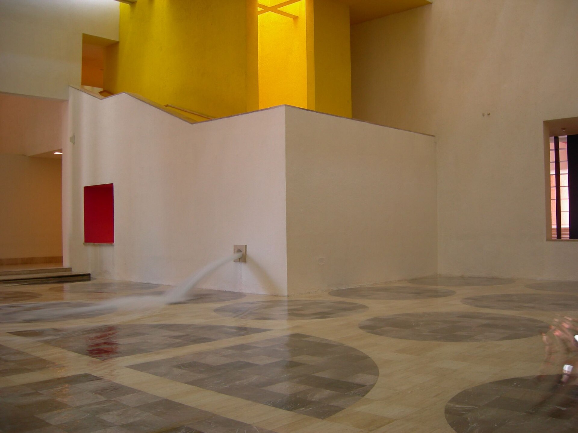 Inside MARCO, Ricardo Legorreta's 1991 contemporary art museum on the Macroplaza, built around a dramatic central courtyard.