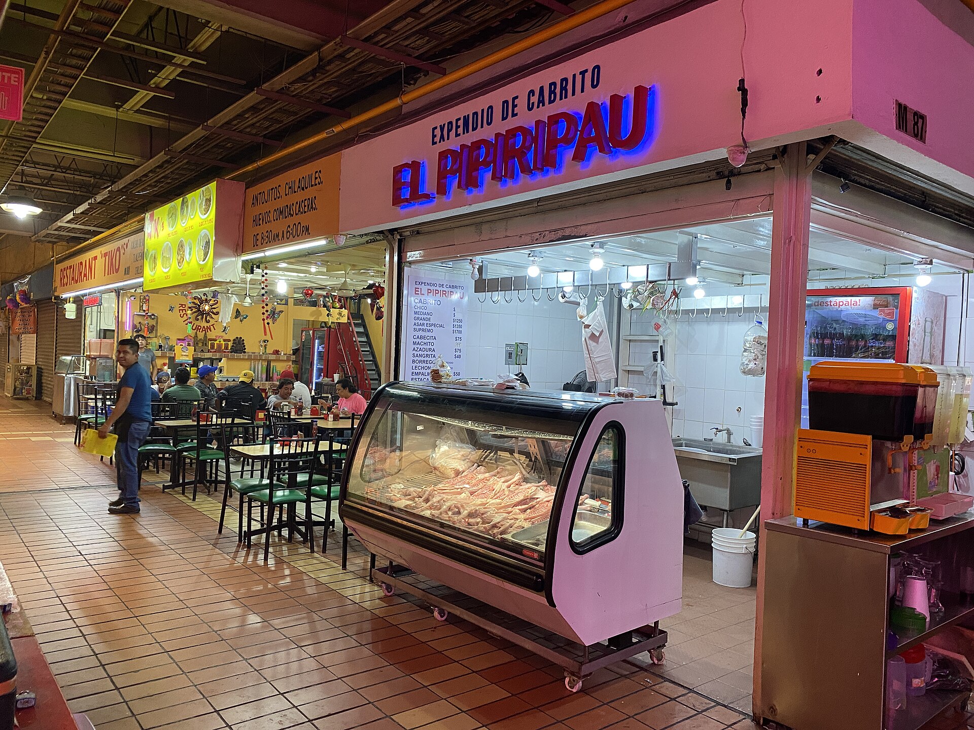 A cabrito stand inside Mercado Juárez