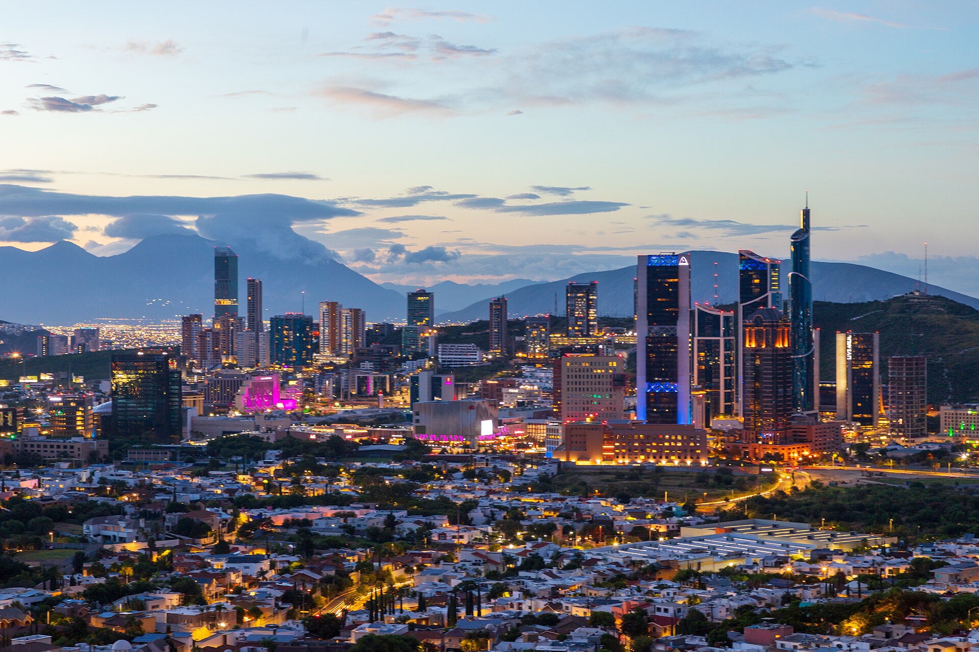 San Pedro Garza García at dusk