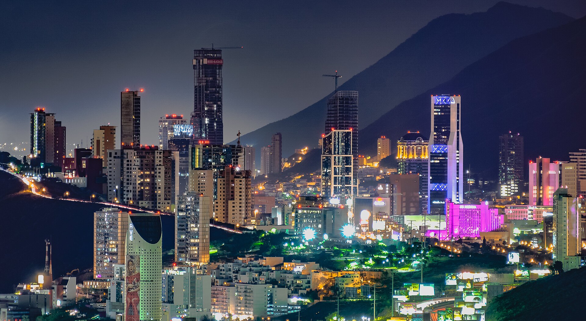 The Monterrey skyline at night